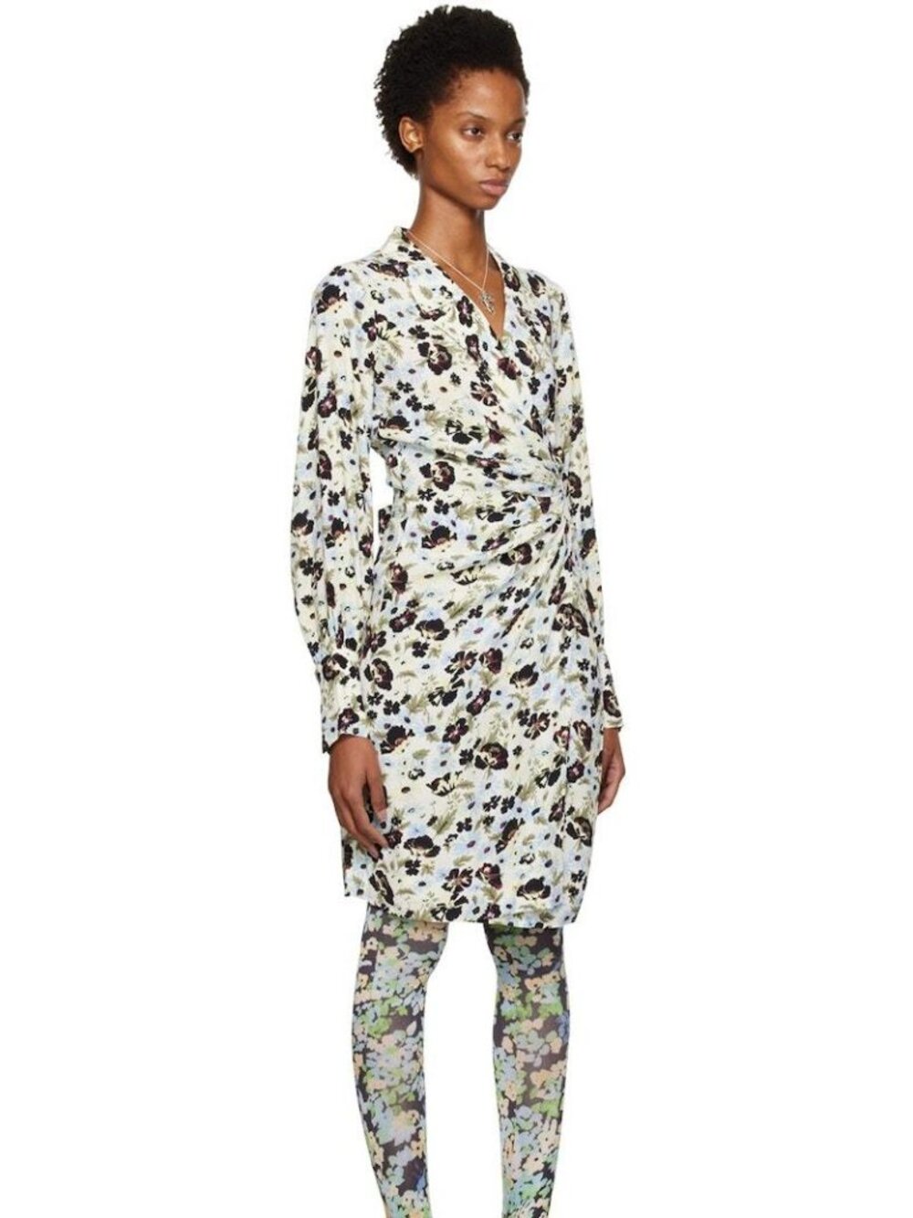 Cream GANNI floral wrap shirt dress - Size 44
